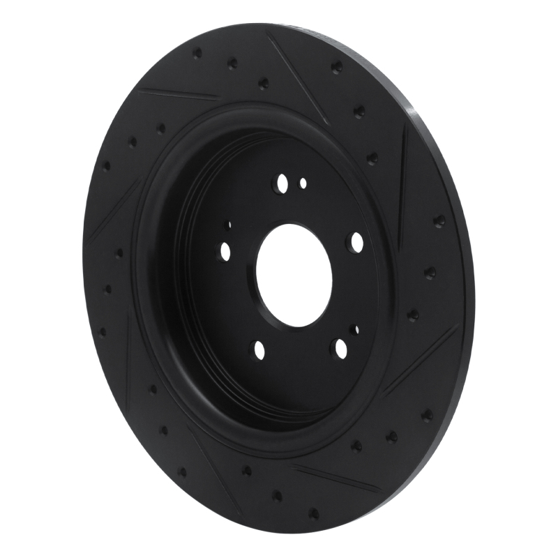 Acura TLX Brake Rotor (1) - Rear Left - R1 Concepts - Drilled & Slotted - Black - `15-`25